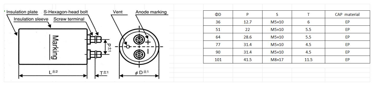 LPF 400v 6800uf 85℃ 15000 hours screw capacitor